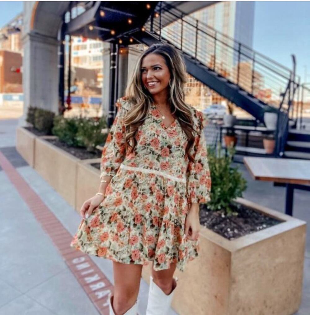 ZARA FLORAL PRINT DRESS MULTICOLORED